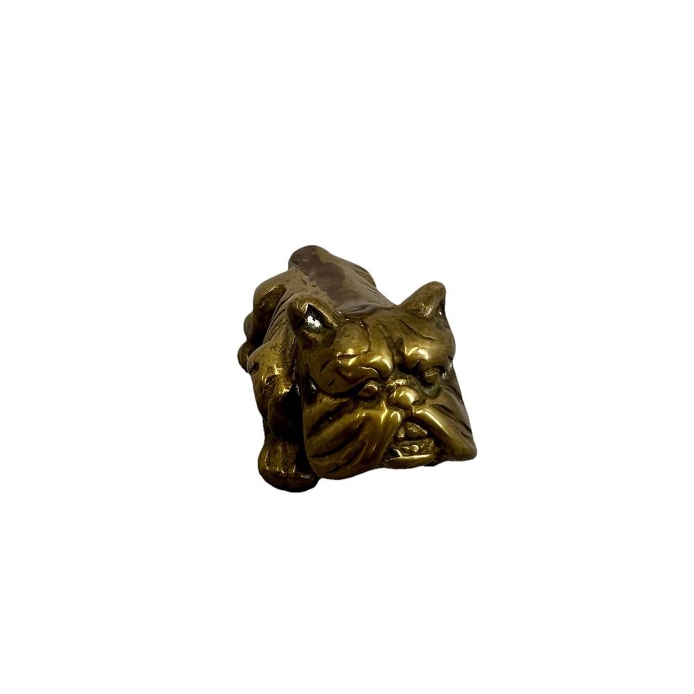 Vintage Brass English Bulldog Figurine Desk Paperweight 1.5”H Univ Georgia Dawg